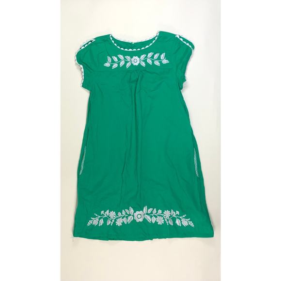 GREEN EMBROIDERED FLORAL DRESS SIZE 7/8 - Picture 1 of 2